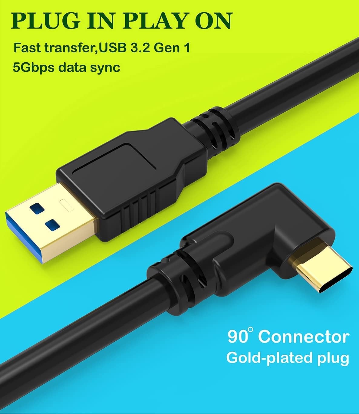 USB A to C 16FT Compatible for Oculus / Quest 2/Pro, for VR Headset Gaming