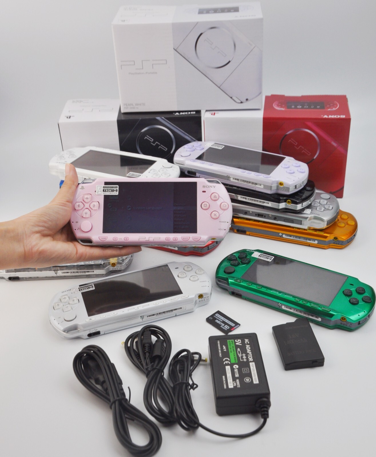 Sony PSP-3000 Console Select Color w/Charger + new battery + random 5 games +32G
