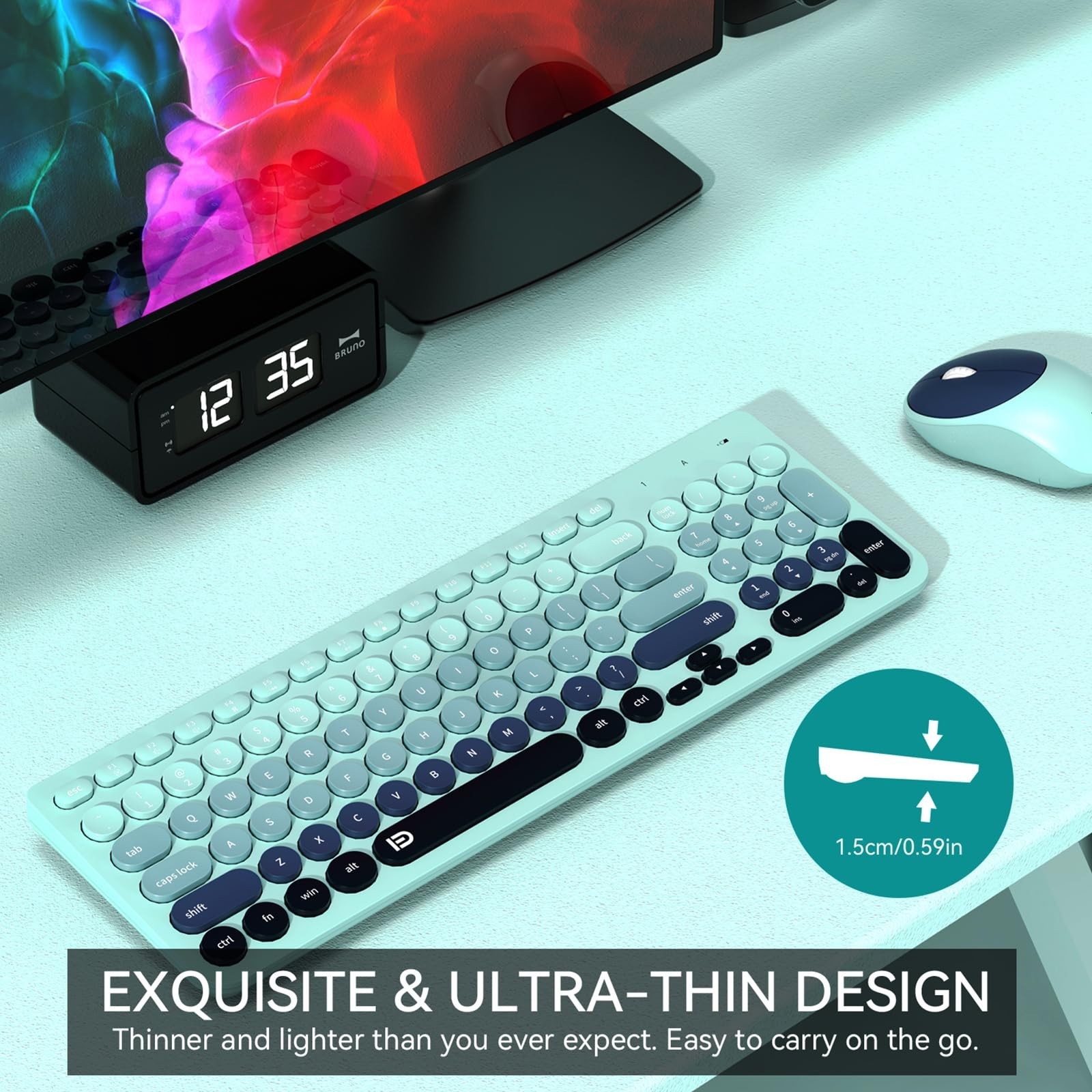 FD Wireless Keyboards and Mouse Combo – 2.4GHz USB Cordless, Cute Wireless Ke…