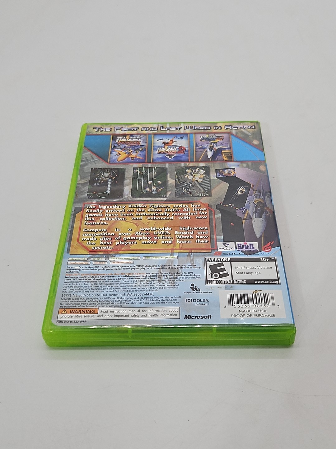 Raiden Fighters Aces (Microsoft Xbox 360, 2009) Light Scratches With Manual