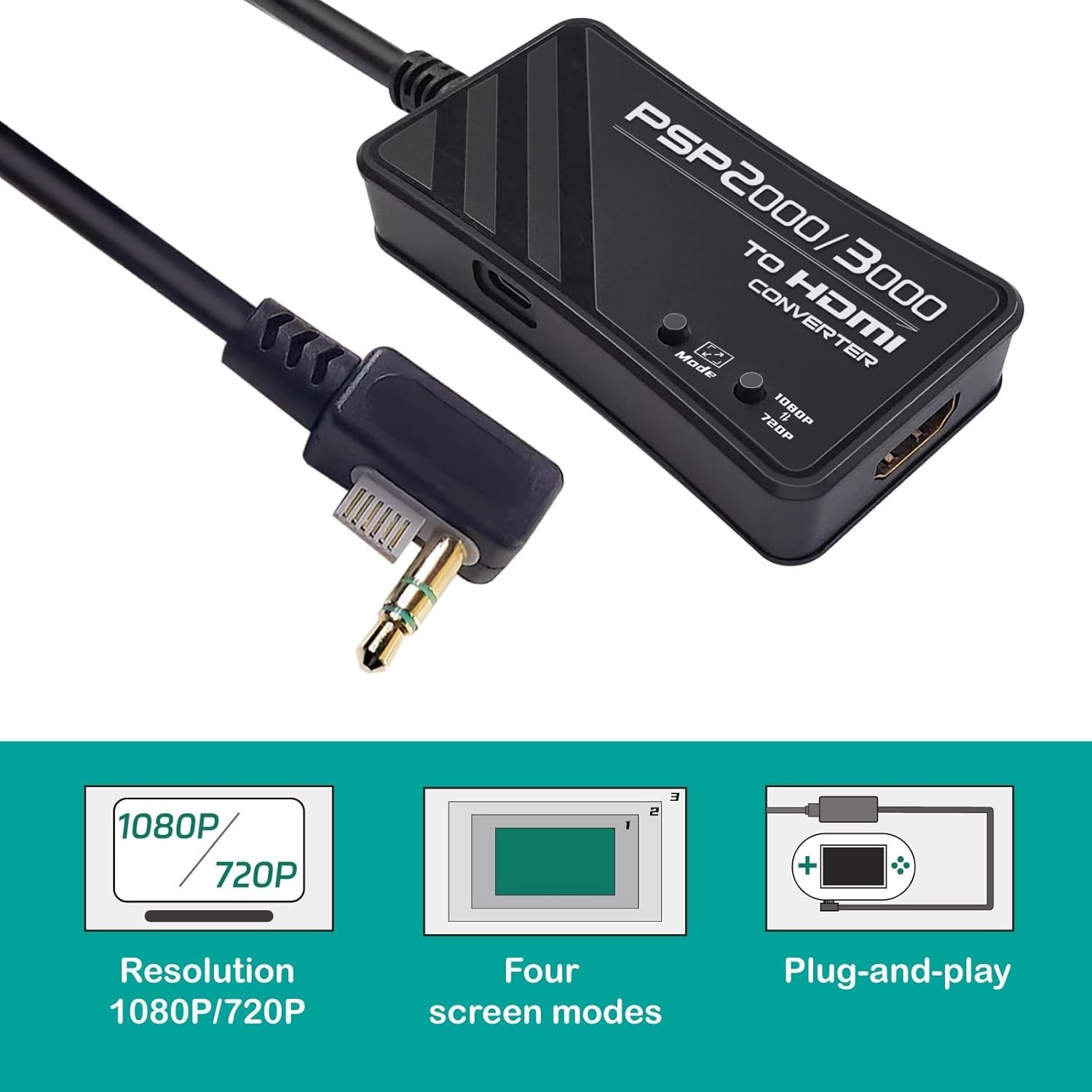 PSP2000/PSP3000 to HDMI Converter, HDMI Cable for PSP2000/PSP3000 Handheld Conso