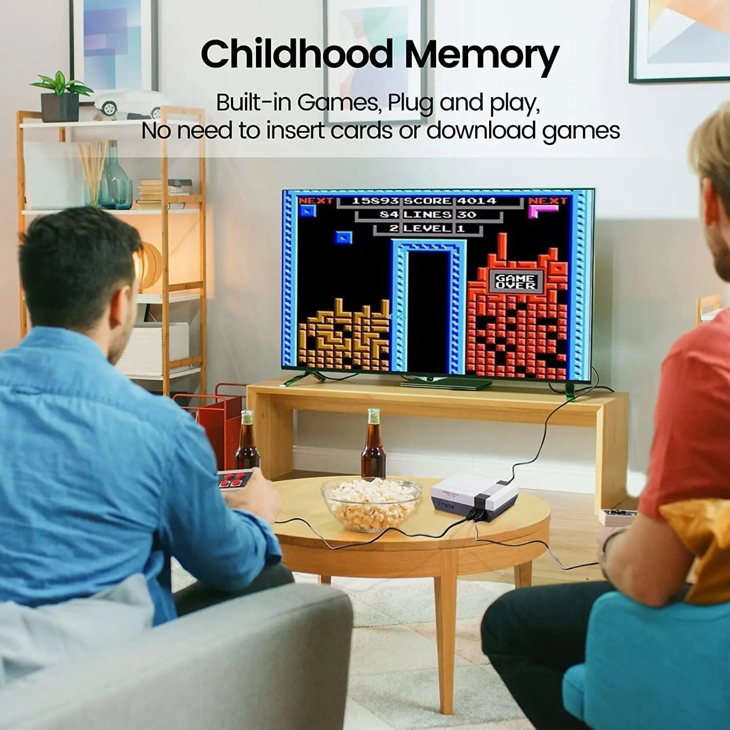 Retro 8-Bit Game Console AV Plug & Play 620 Built-In Games 2 Wired Controllers