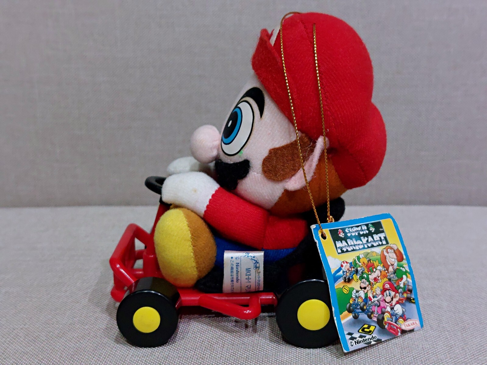 Super Mario Kart Mario Plush Doll Takara 1993 Vintage Toy Japan w/Tag 5.2in