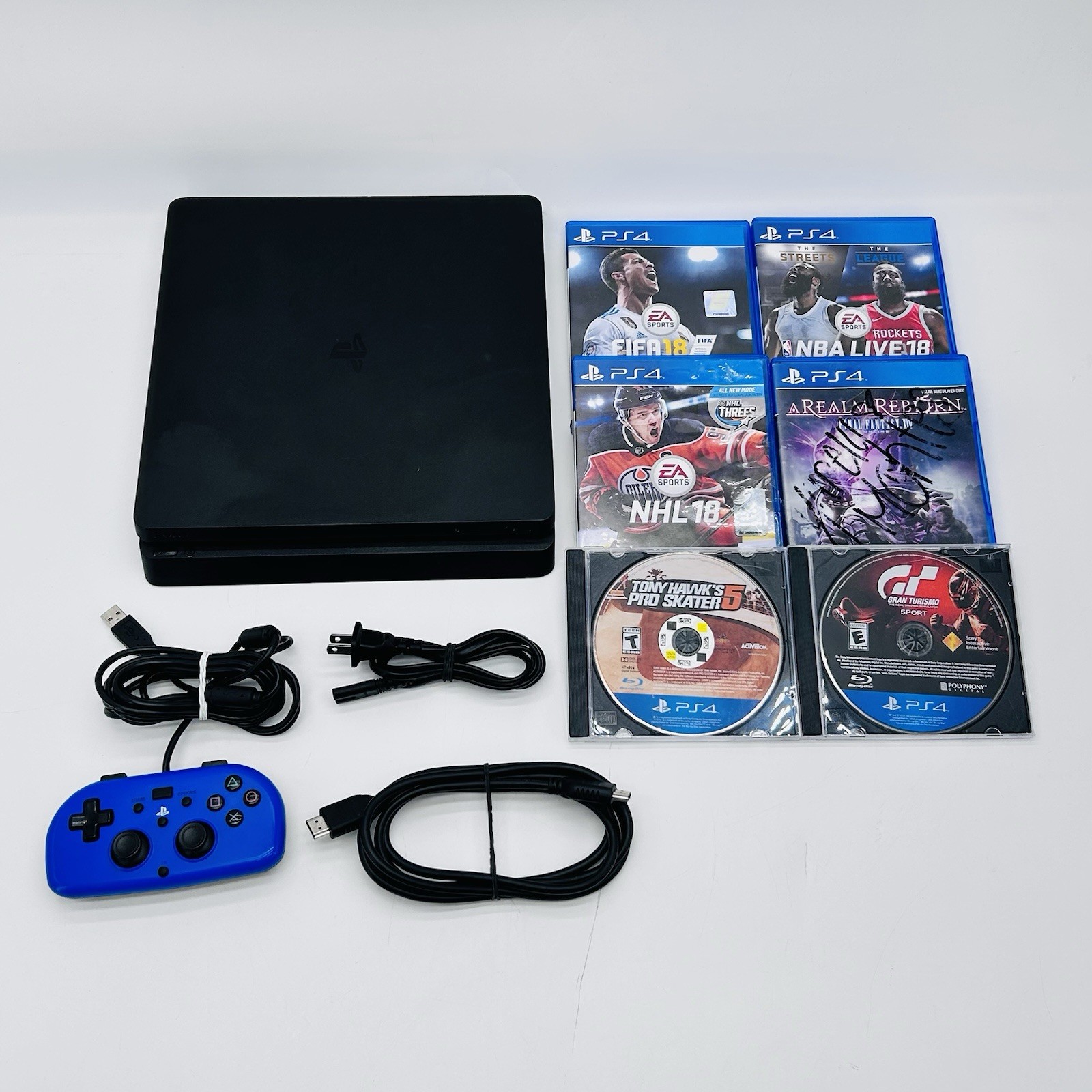 Sony PS4 Slim 1TB Console CUH-2115B Bundle W/ Hori Mini PS4 Controller + 6 Games