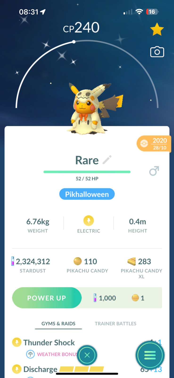 Pokémon Go Shiny Pikachu Mimikyu Halloween Costume LUCKY/FAST/READ DESCRIPTION