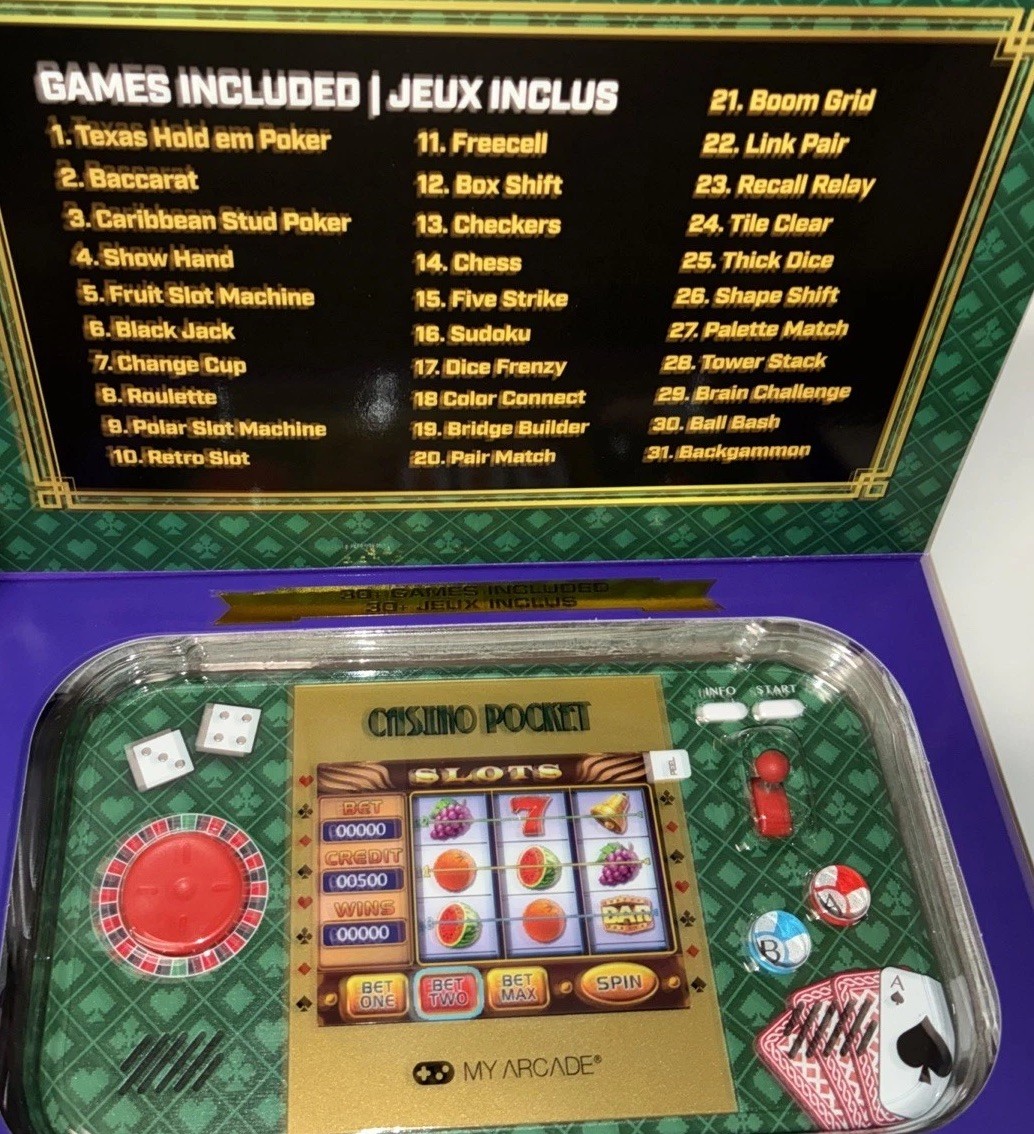 MY ARCADE POCKET PLAYER MAX PORTABLE GAMING SYSTEM OVER 30 Casino Style Games