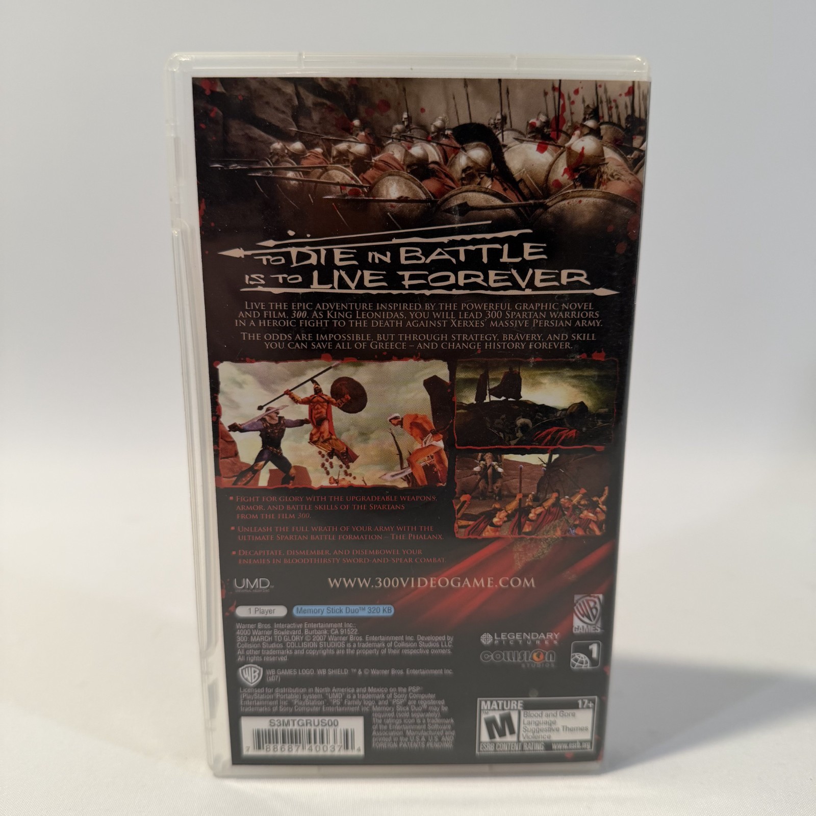 300 March to Glory PSP Warner Bros Action Hack & Slash Combat Video Game CIB