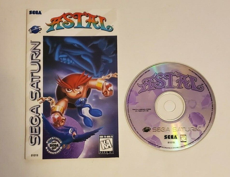 Astal (Sega Saturn, 1995) – Authentic Instruction MANUAL & DISC with Reg Card