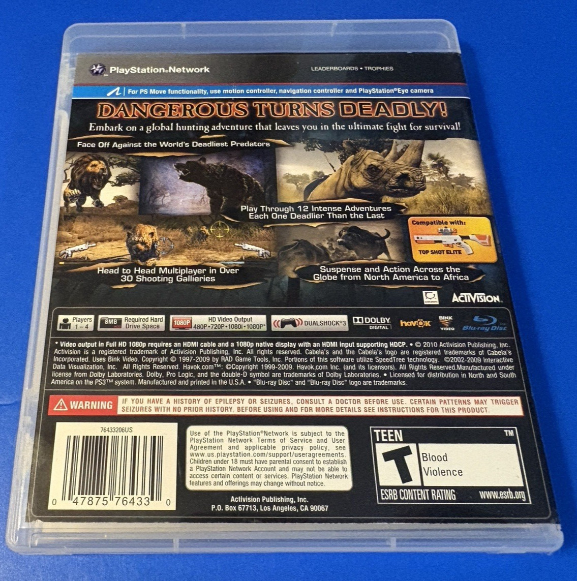 Cabela’s Dangerous Hunts 2011 (Sony PlayStation 3, 2010 ) PS3 ➜ game disc is A1