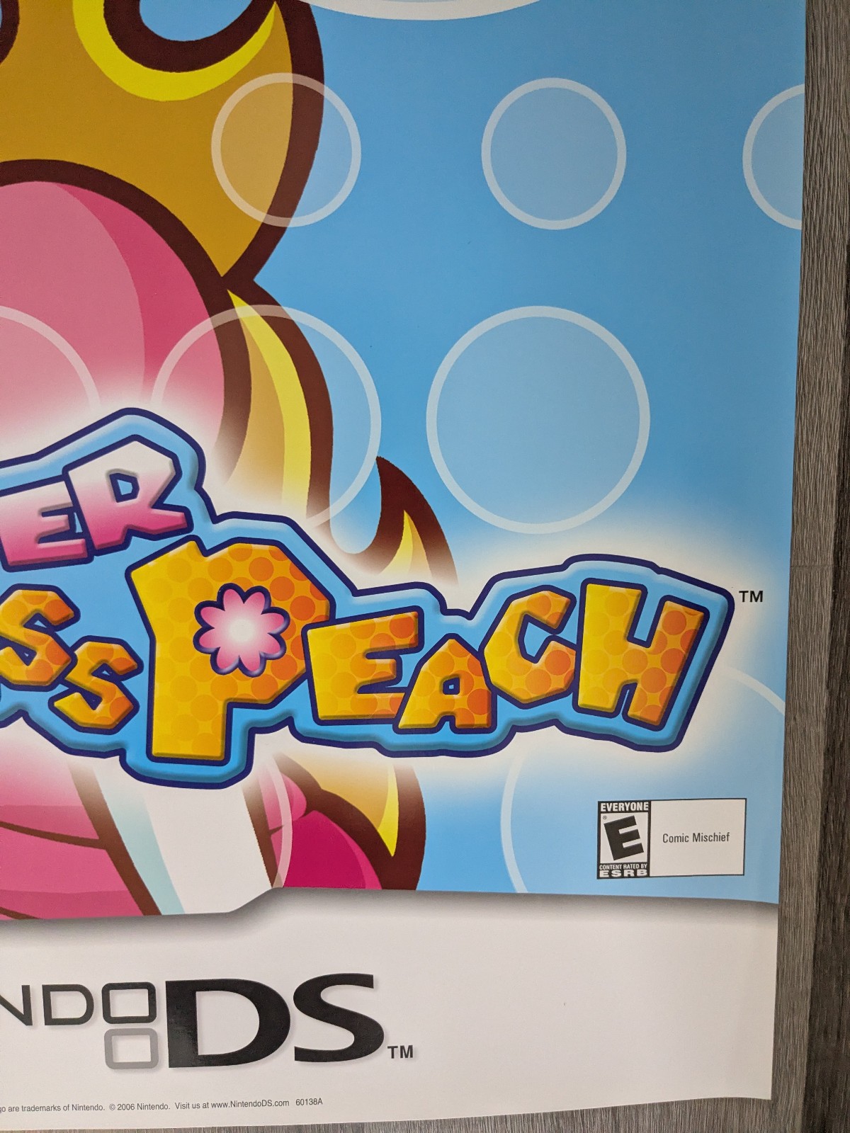 NEW Authentic Super Princess Peach Nintendo DS Video Game Promo Poster 28″ RARE
