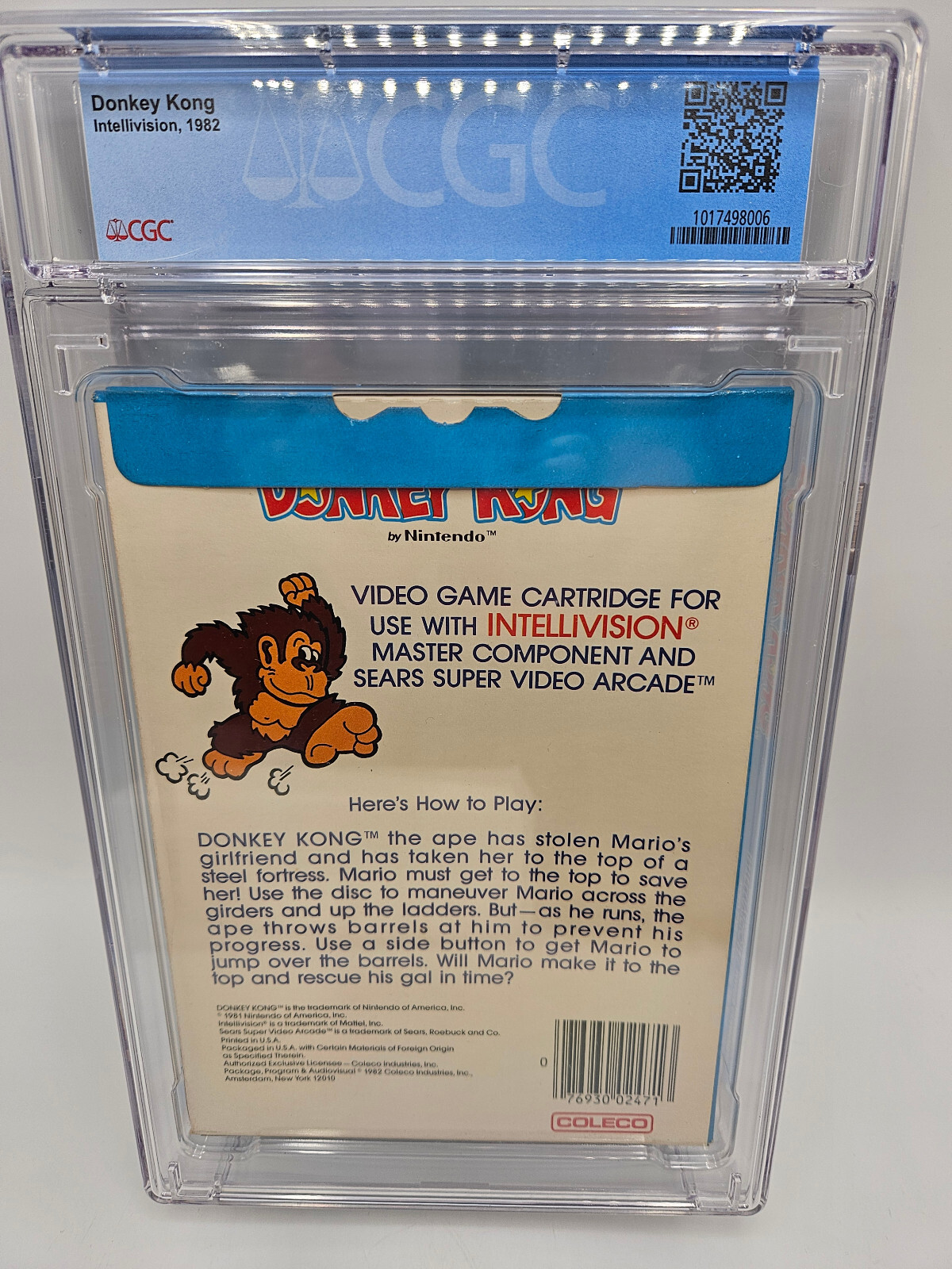 🌟 1982 Nintendo Donkey Kong Intellivision White Label CGC 9.8 1st App MARIO