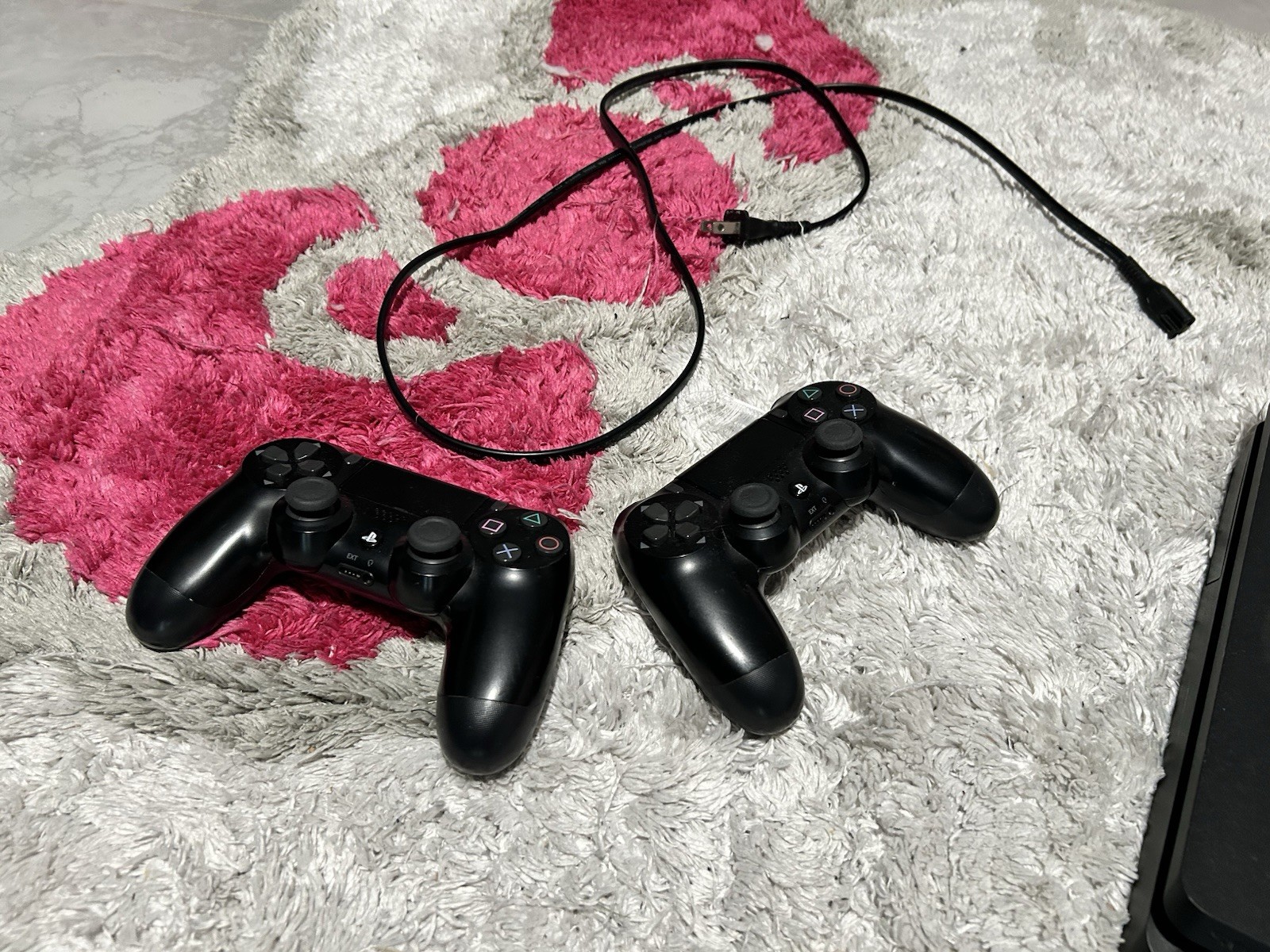 Sony PlayStation 4 Slim Black Home Console Bundle w/ 2 DualShock 4 + Cable