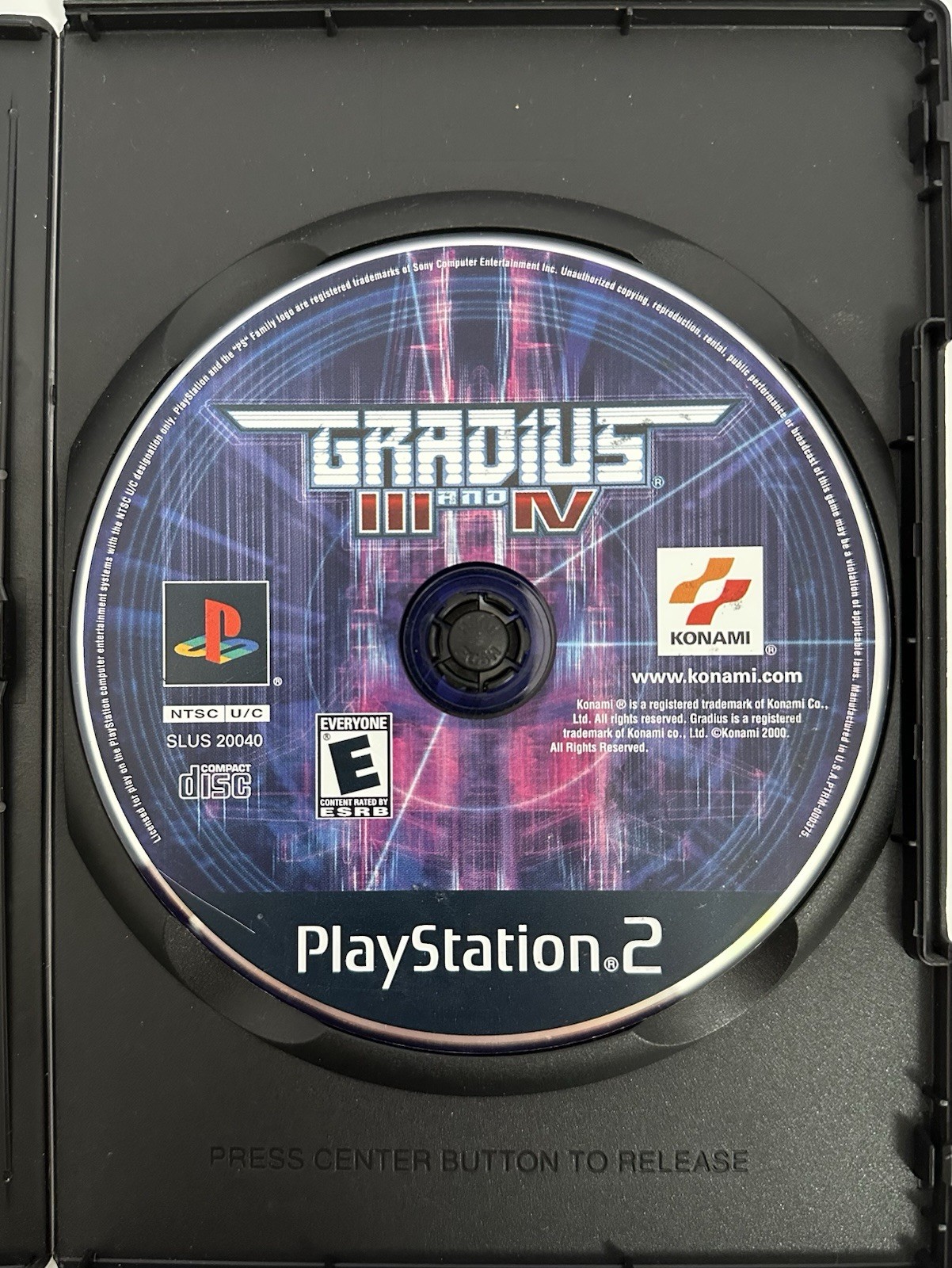 Gradius III and IV (Sony PlayStation 2, 2000) Disc Only