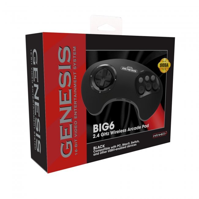 Retro-Bit Official Sega Genesis BIG6 2.4 GHz Wireless Controller 6-Button Pad