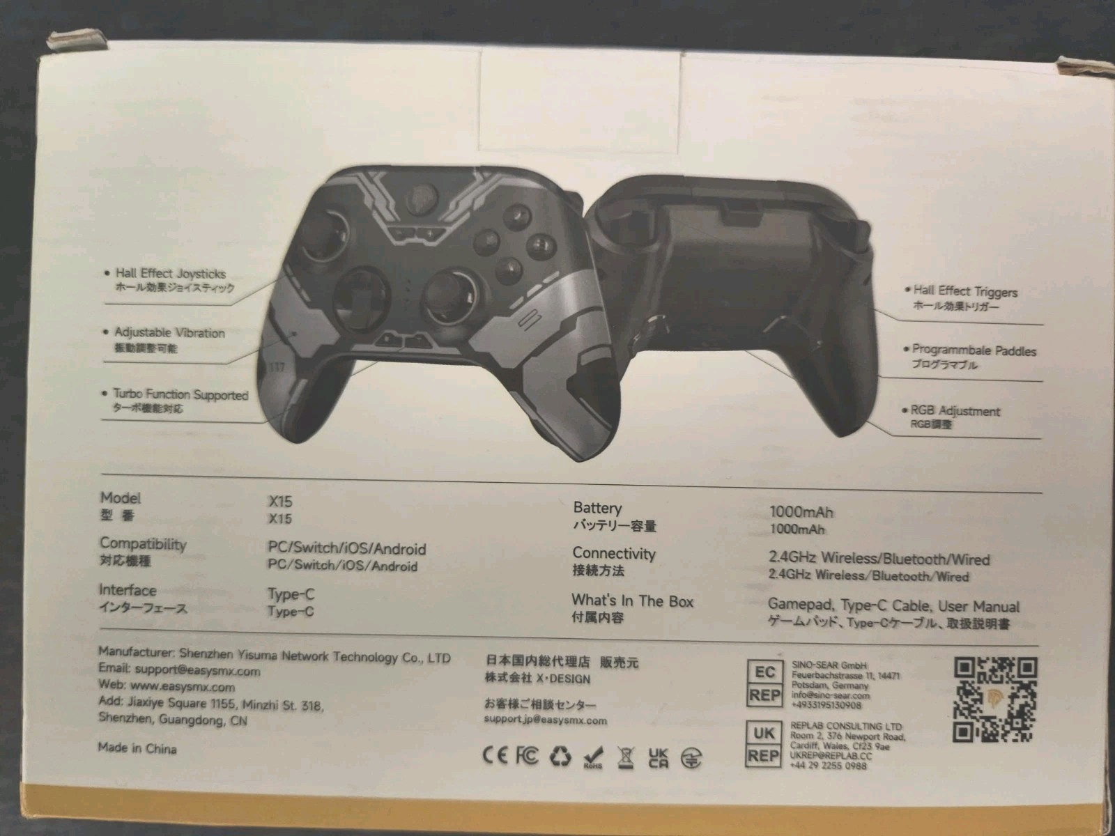 EasySMX X15 Gaming Controller Wireless Bluetooth RBG Back Buttons PC Switch New