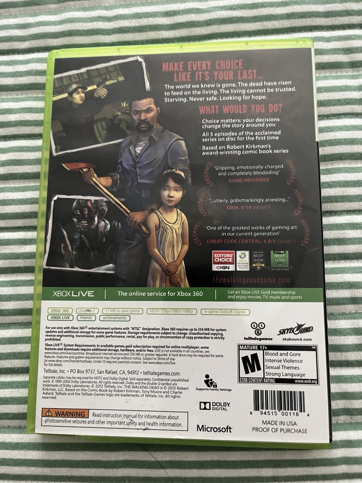 The Walking Dead: A Telltale Games Series (Microsoft Xbox 360) – CIB – Tested