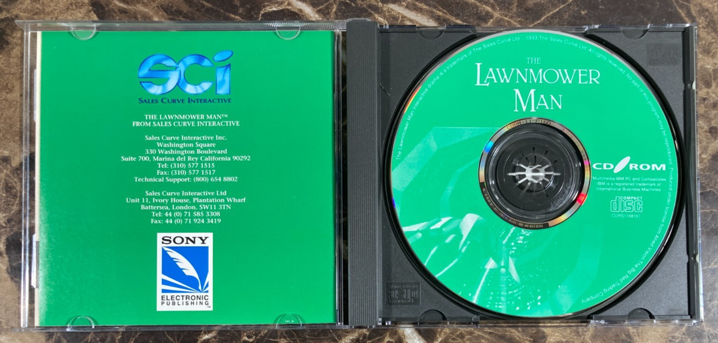 The Lawnmower Man PC CD-Rom Video Game Vintage 1993 Movie VHS Promo Sony EUC