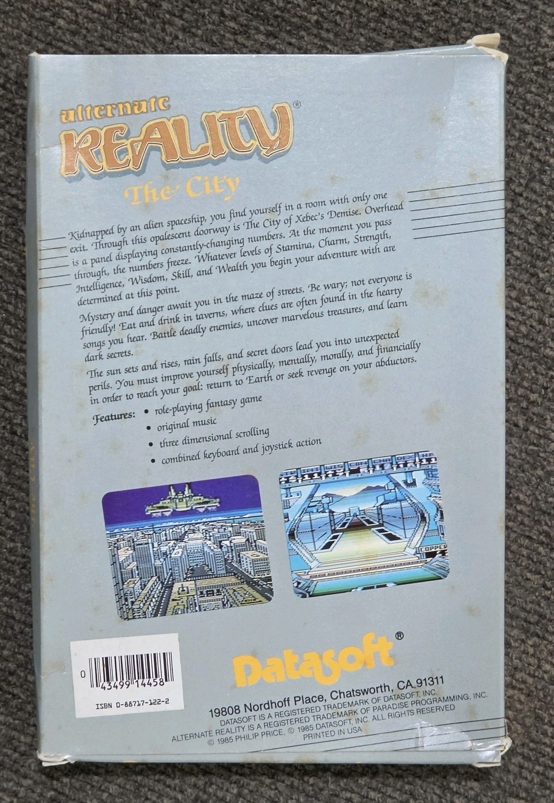 Alternate Reality The City Atari 400 800 1200XL Complete In Box Disk Game TESTED