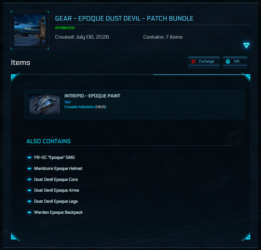 STAR CITIZEN – GEAR – EPOQUE DUST DEVIL – PATCH BUNDLE (LIMITED ITEM)