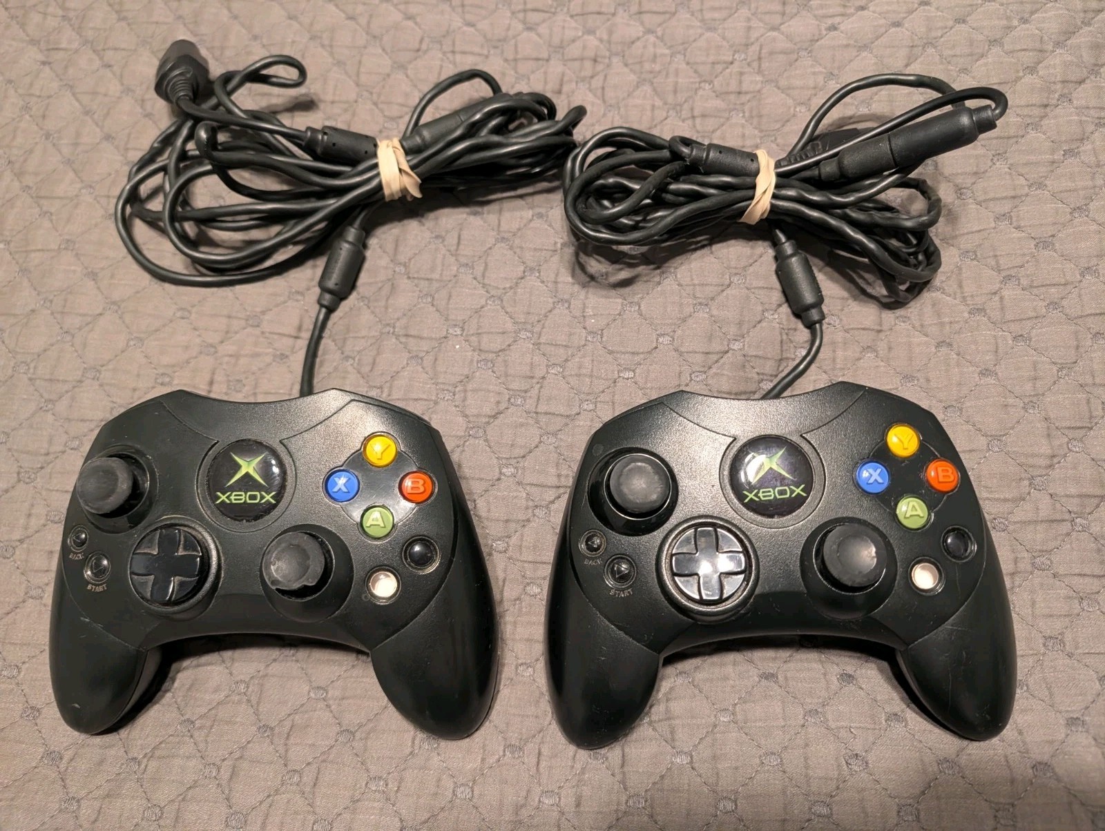 Lot Of 2 Original Xbox OEM S Type Black Controller (X08-69873) Breakaway Tested