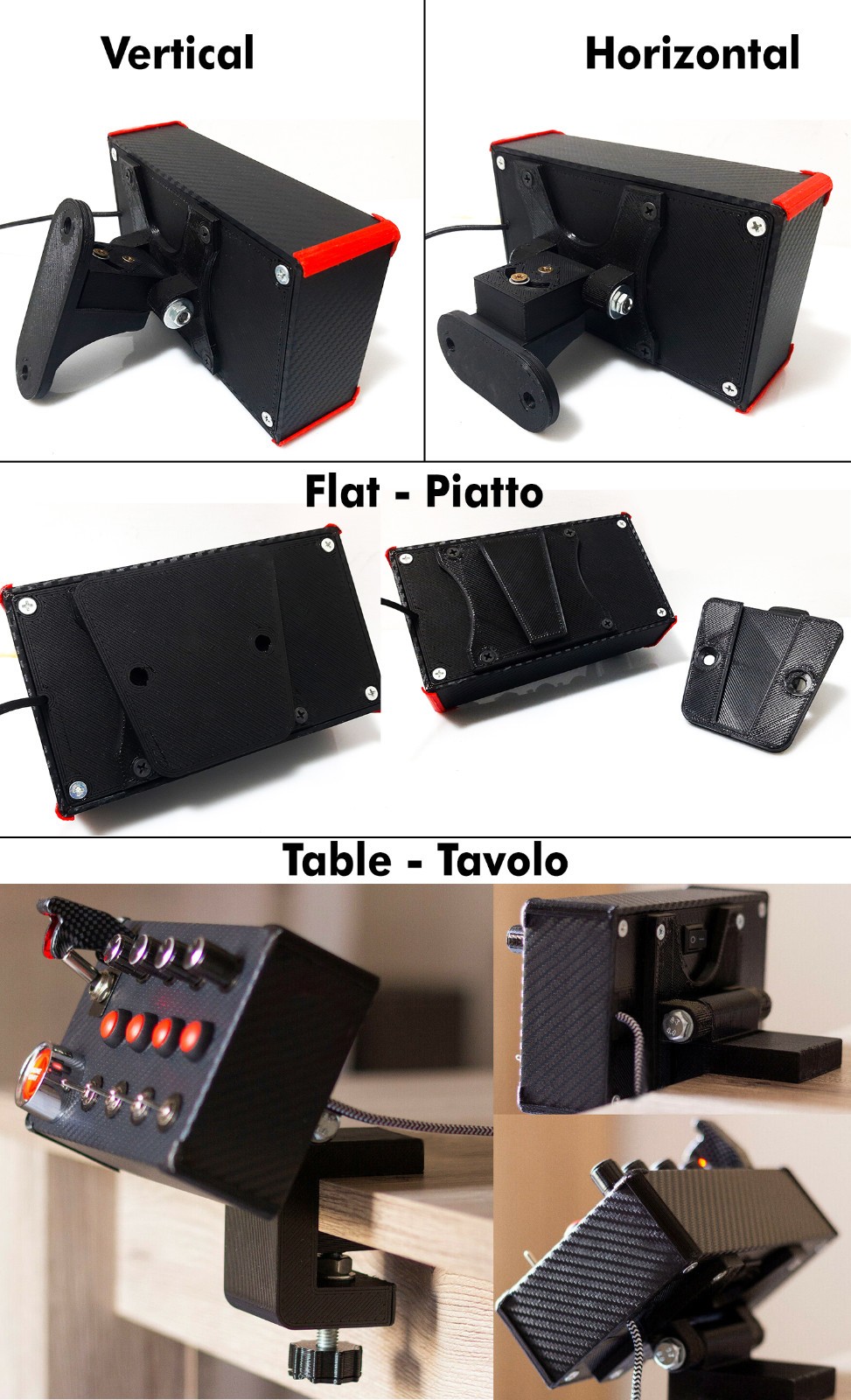 Simracing Buttonbox Display Dashboard 5″ RGB Metal Buttons Light Lever Start ENG