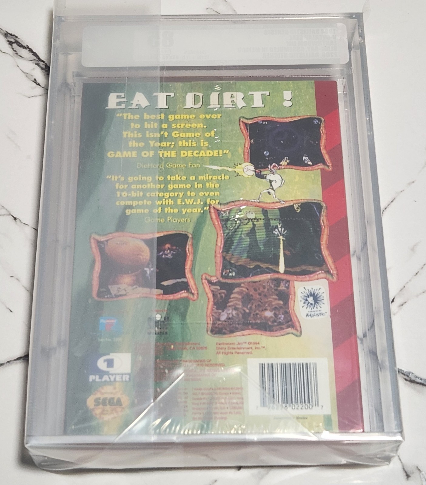 Earthworm Jim Genesis Cardboard VGA 85 Box Grade 85+ Seal Grade NOT WATA PSA CGC