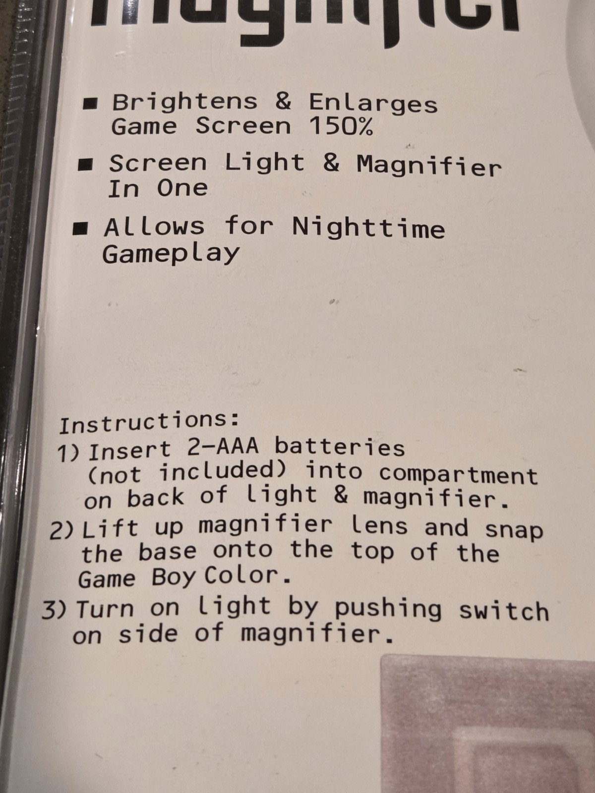 NOS High Frequency GameBoy Color Light And Magnifier Atomic Purple 1998 ToysRus