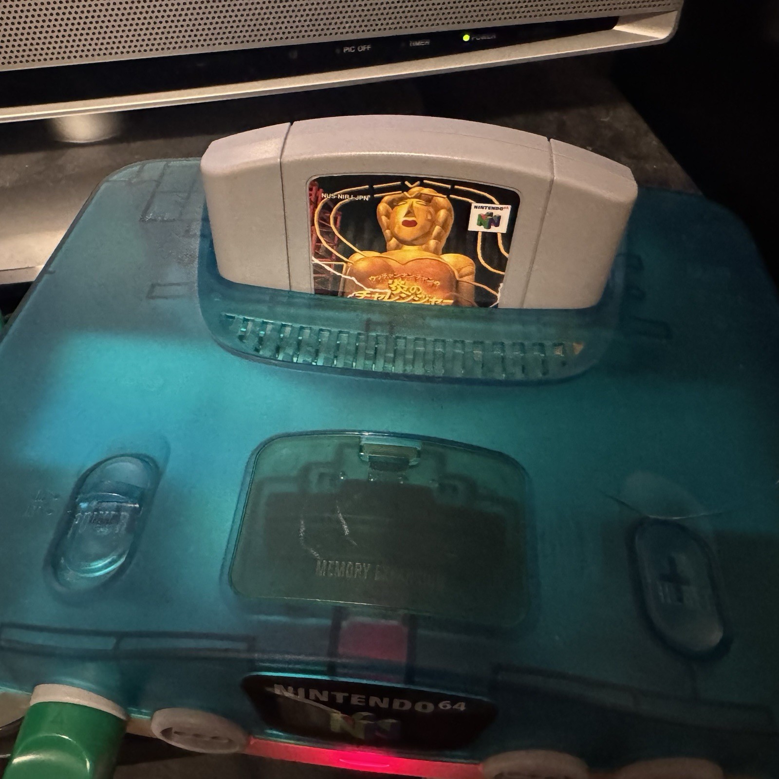 Nintendo N64 Funtastic Clear Blue Japan Console WORKS has a small crack on case
