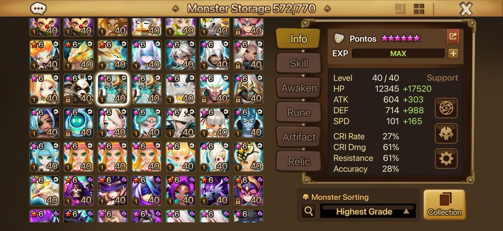 SUMMONERS WAR ENDGAME LD5X6 PONTOSX2 BIRGITTA, NARAHA, TIAN LANG, GROGEN