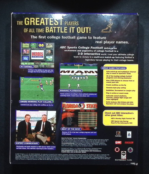 ABC Sports College Football Heroes of the Gridiron – BIG BOX – (PC, 1997)