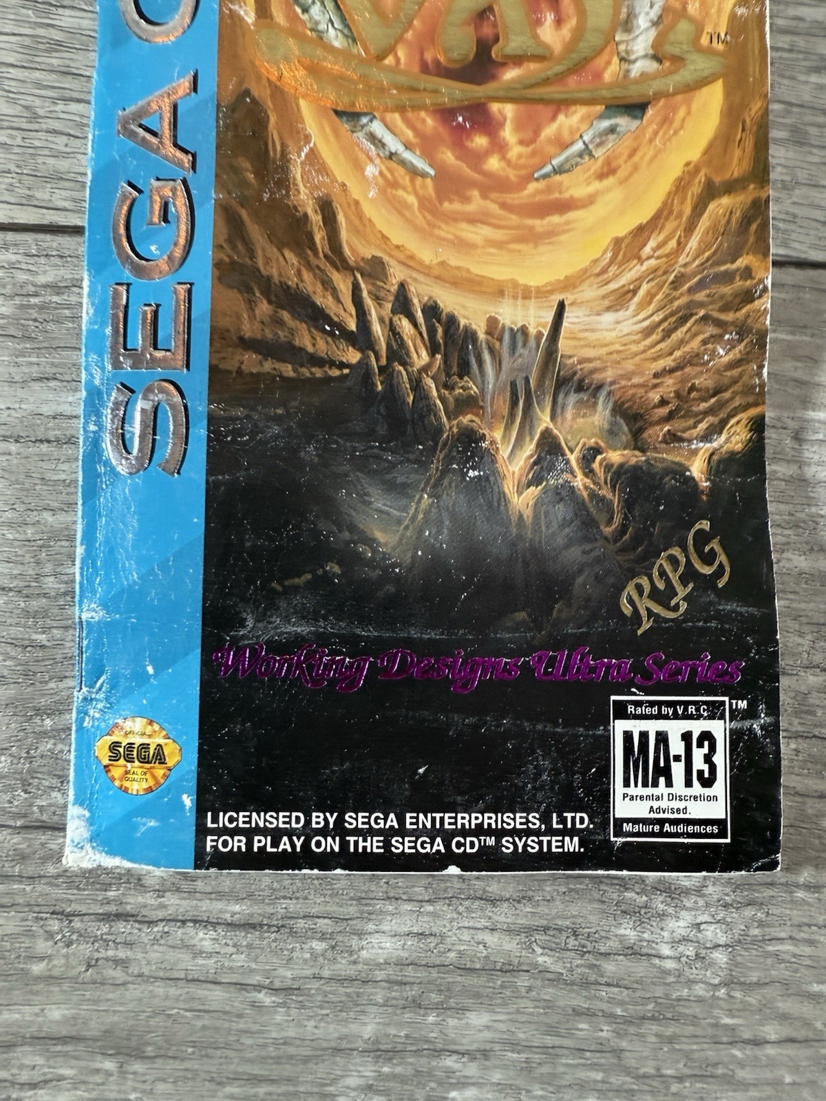 Vay | Sega CD, 1994 | Complete CIB w/ Manual, Reg Card (Water Damage)