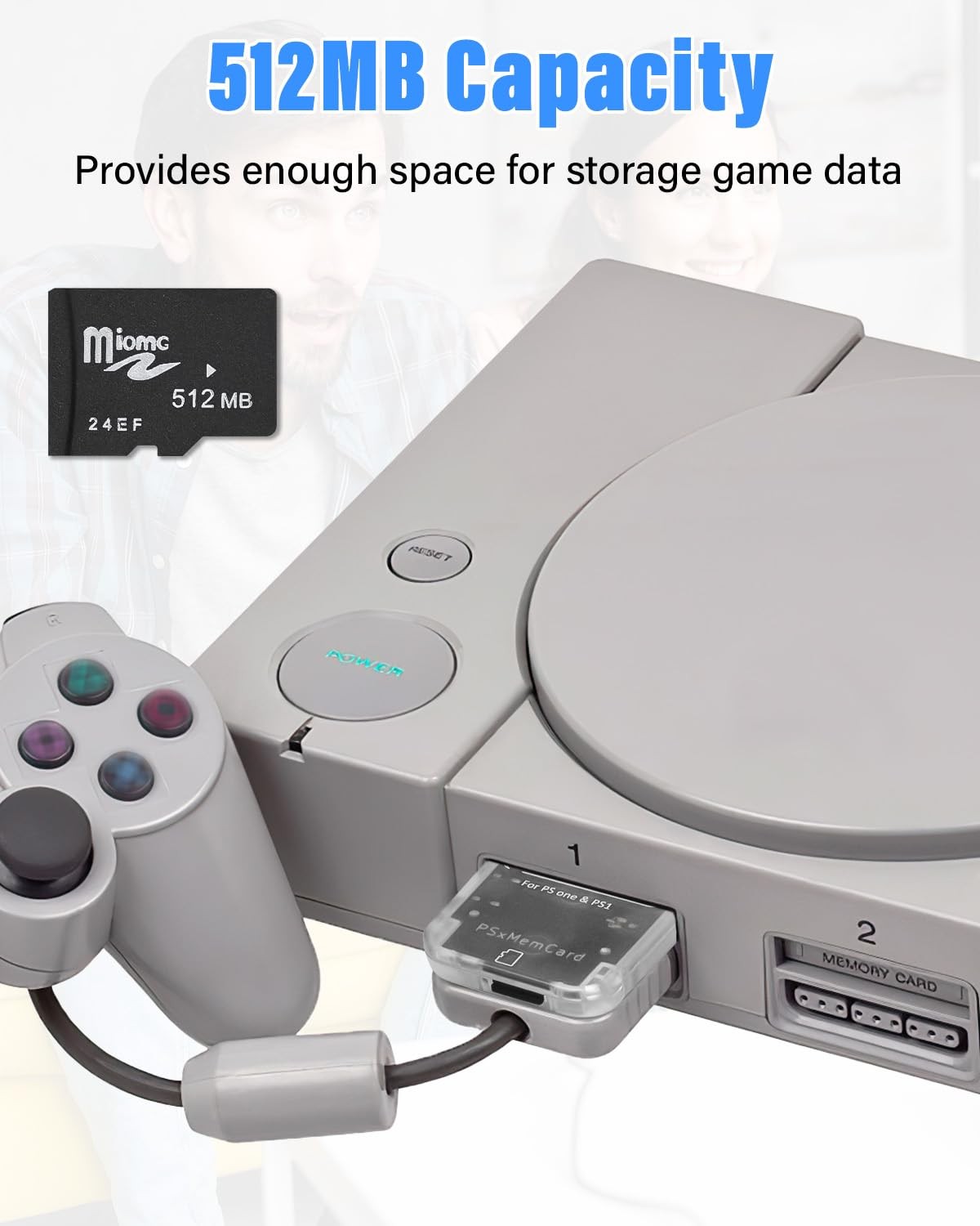 PS1 Memory Card with 512MB Micro SD Card, High Speed Game Memory Card for PS1…