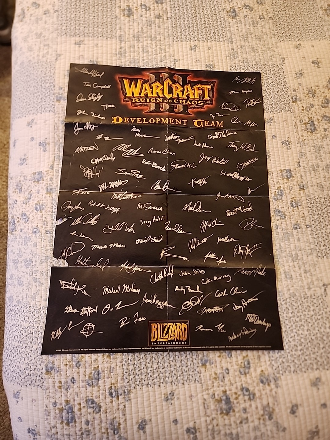 2002 Warcraft III Reign of Chaos Blizzard Entertainment Development Team Poster
