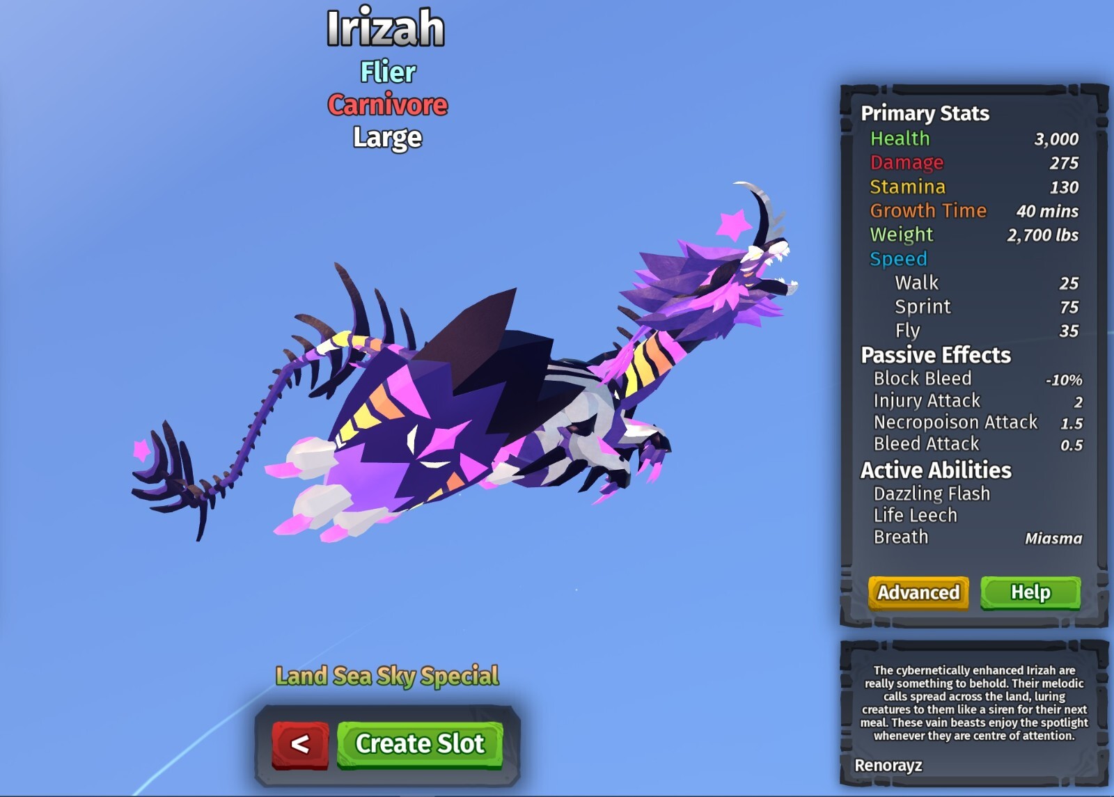 Irizah Species | Creatures of Sonaria | Roblox
