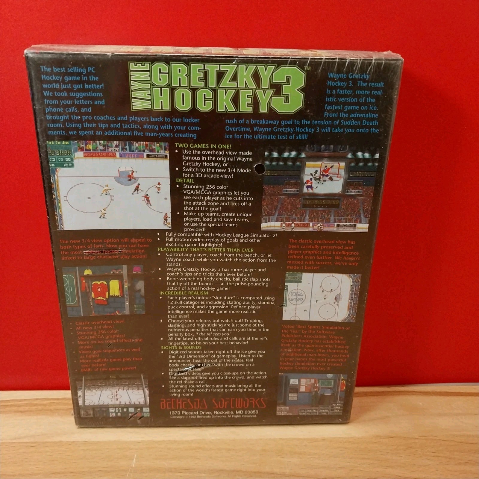 Wayne Gretzky Hockey 3 PC Game IBM 5.25″ HD Discs Factory SEALED COLLECTABLE