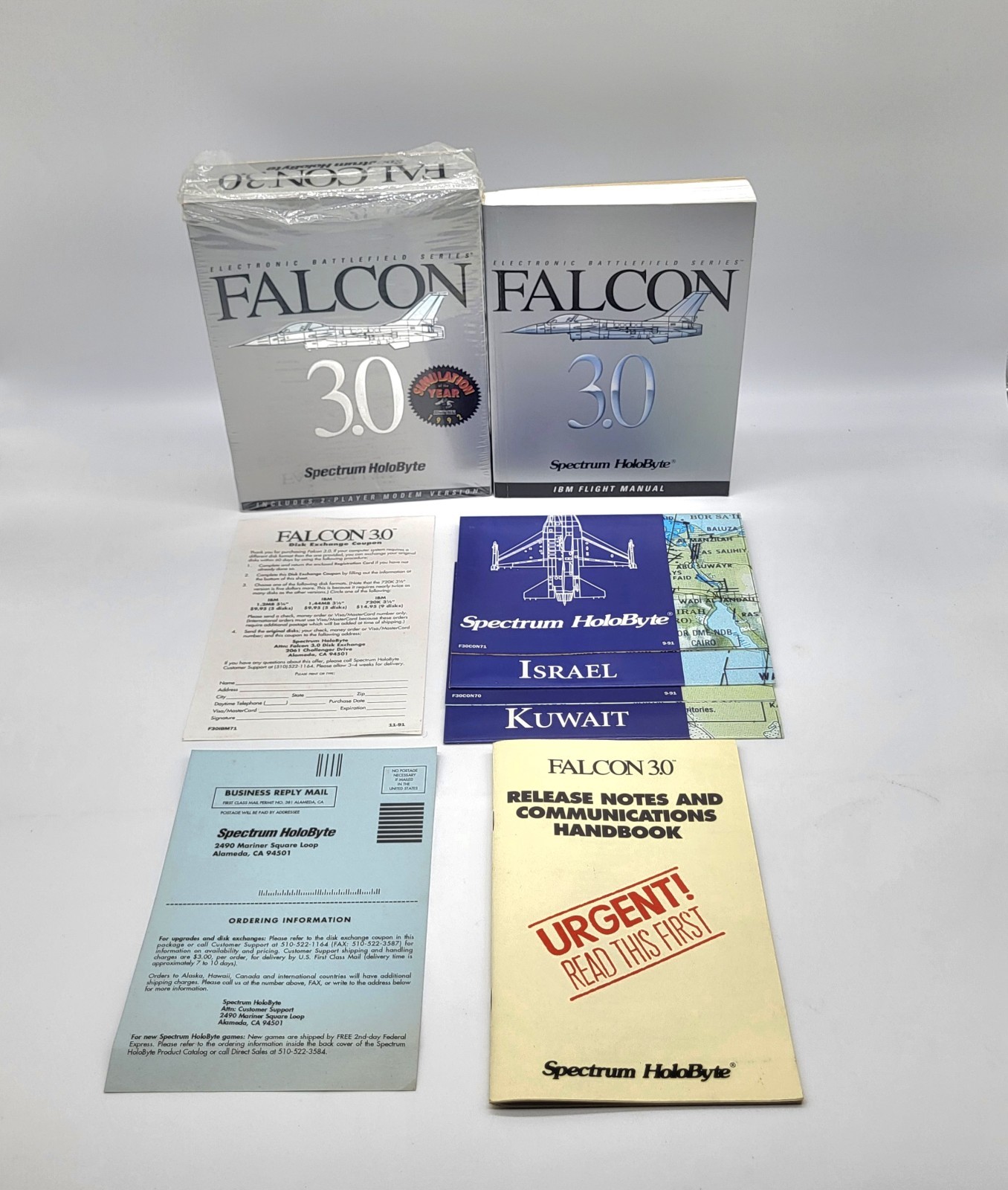 Falcon 3.0 IBM PC Box Manual Maps Docs No Disks Spectrum Holobyte