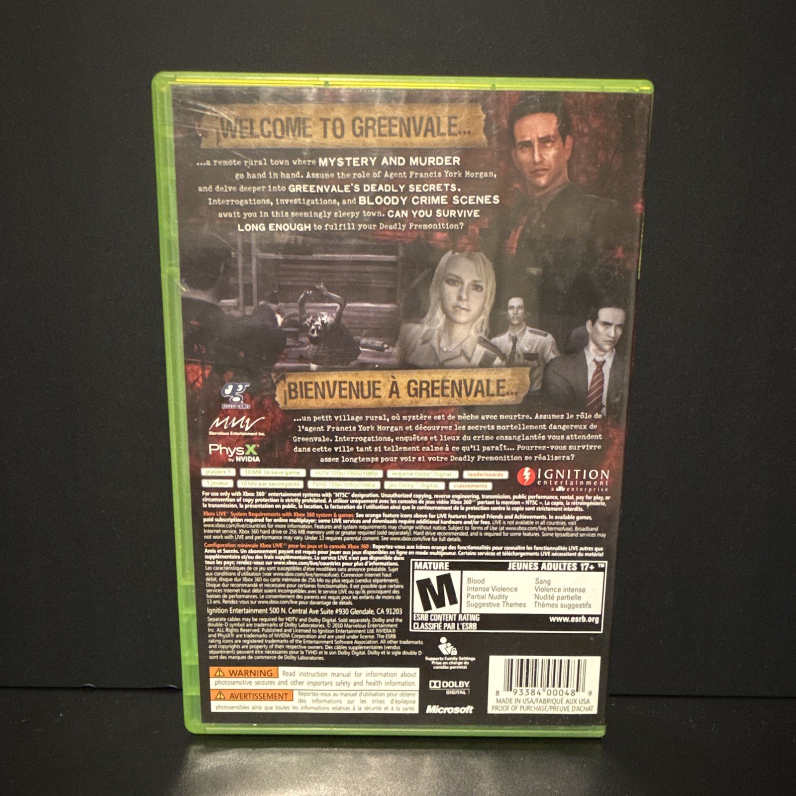 Ignition Deadly Premonition (Xbox 360) Survival Horror, M, NTSC-U/C, 2010