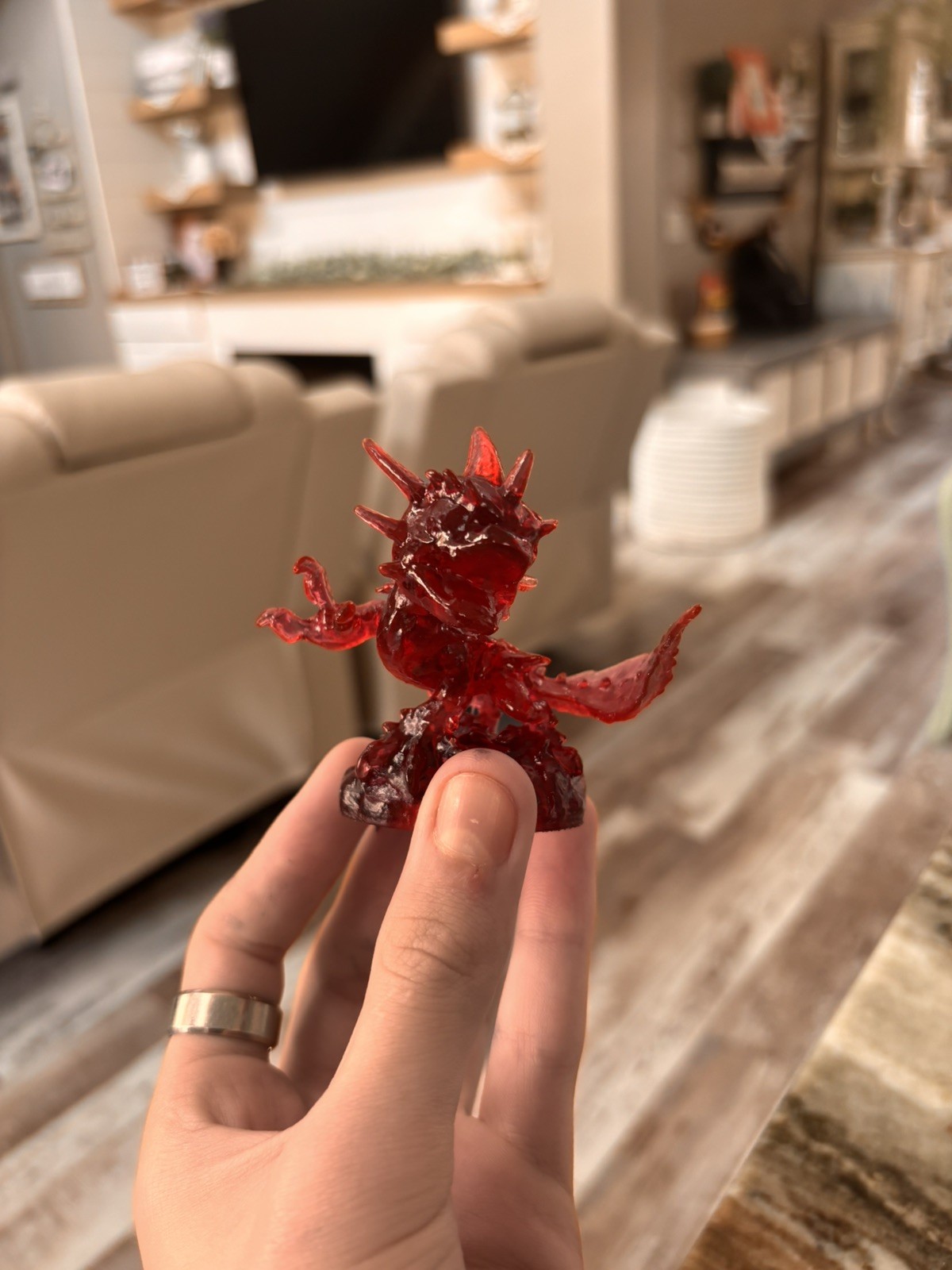 Resin 3D Printed Red Translucent Red Camo Skylander (Works In Game As S1 Camo)