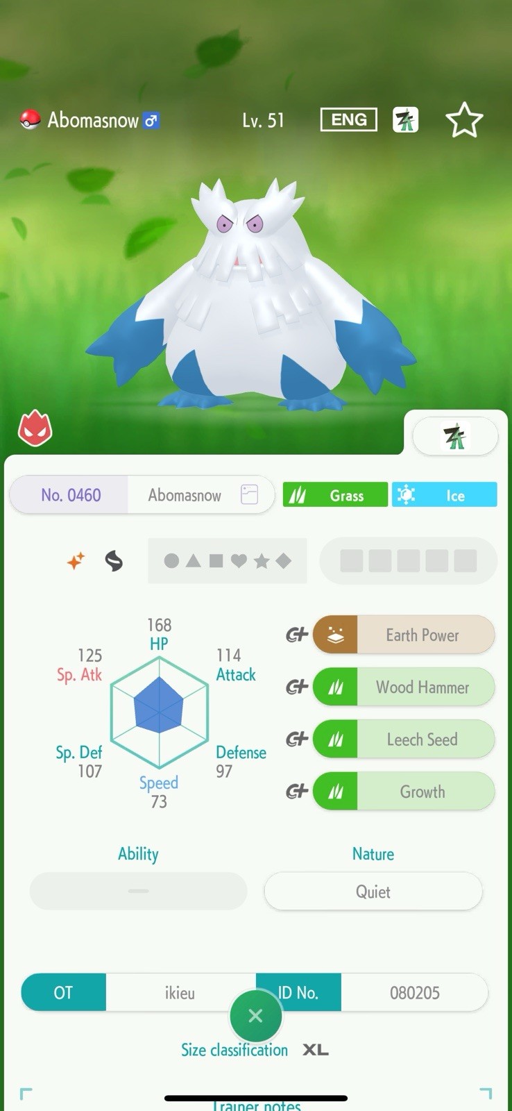 ✨Shiny Abomasnow (Alpha) (#0460) – Pokémon HOME ↔️ Champions / Legends: Z-A✨