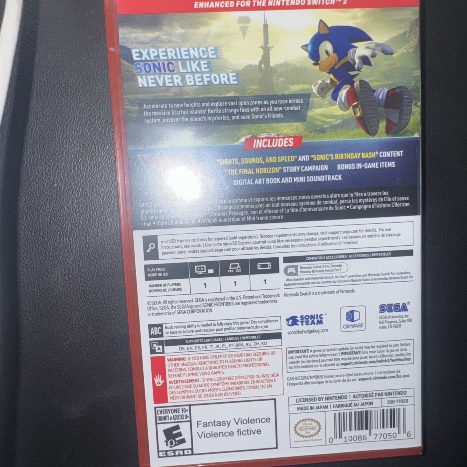 Nintendo Switch 2 – Sonic Frontiers: Definitive Edition (New and Sealed)