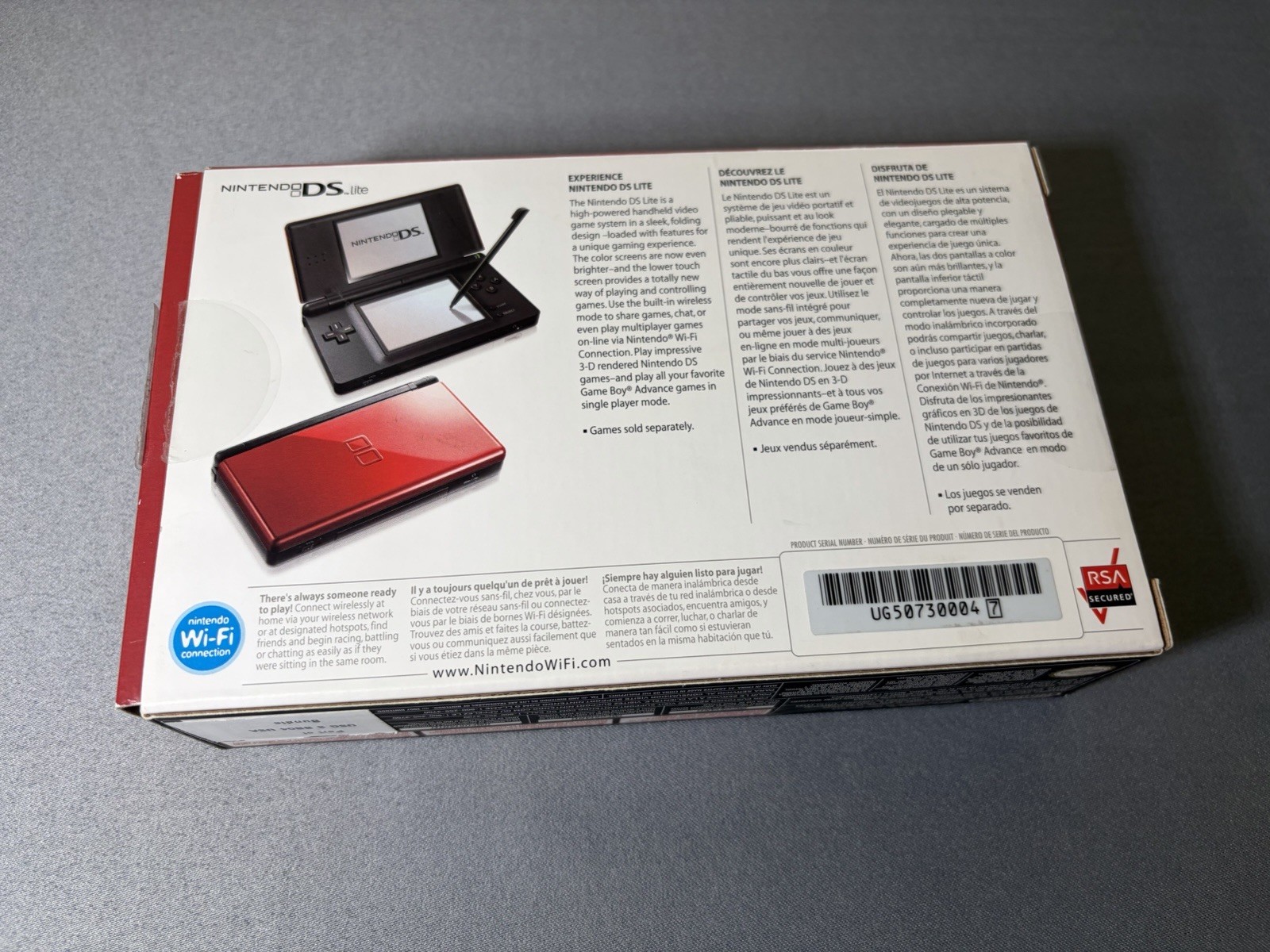 Nintendo DS Lite Crimson Red Black Handheld Console Complete Great Condition