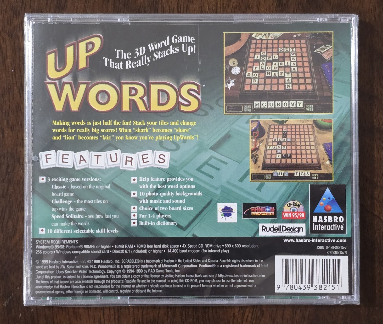 UP WORDS – SCRABBLE HASBRO INTERACTIVE (PC, 1999) FACTORY SEALED. WIN 95/98