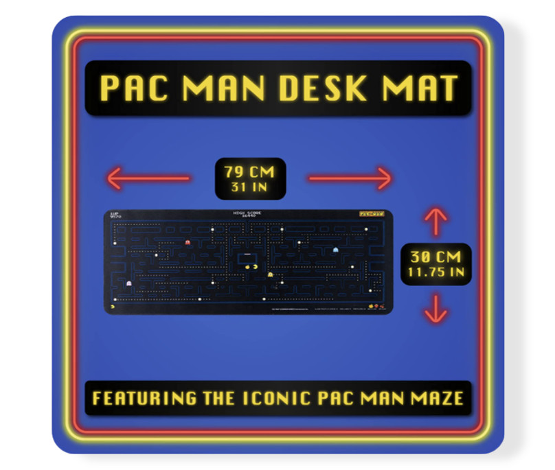 Pacman Gaming Desk Mat Mousepad 30x80cm.