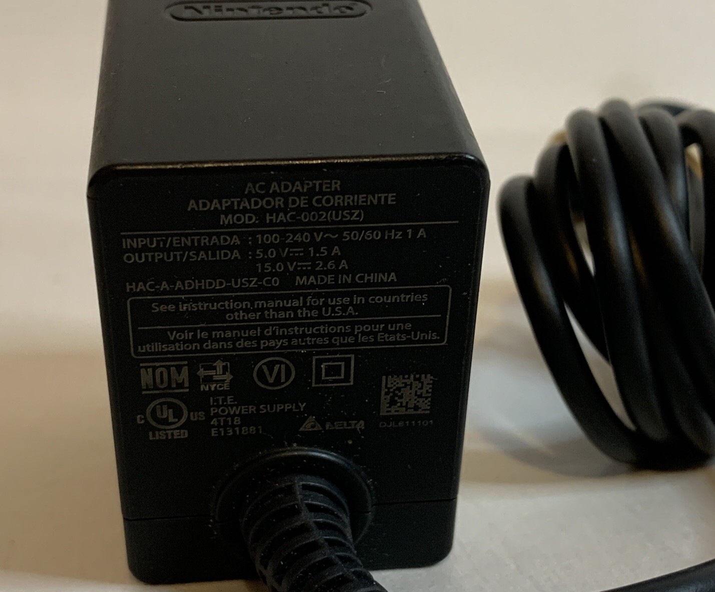 Nintendo HAC-002(USZ) USB-C AC Adapter Charger For Nintendo Switch