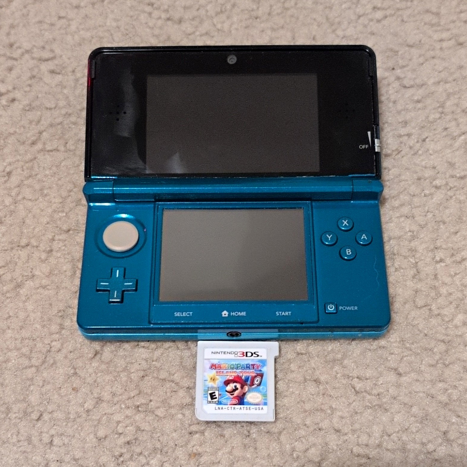 Nintendo 3DS Aqua Tested With Mario Party Island Tour, No Stylus Or SD Card.