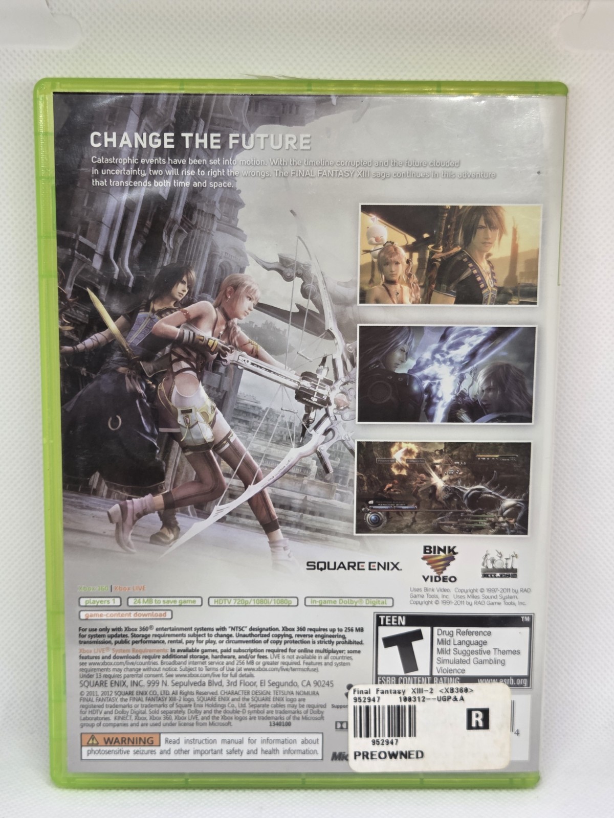 Final Fantasy XIII-2 (Xbox 360) CIB Tested & Working