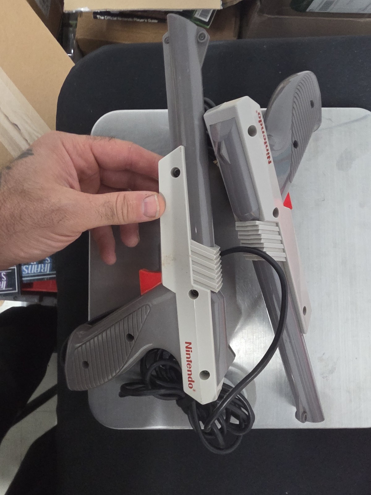 TWO Original 1985 Nintendo NES Zapper Duck Hunt Gun Authentic NES-005 OEM