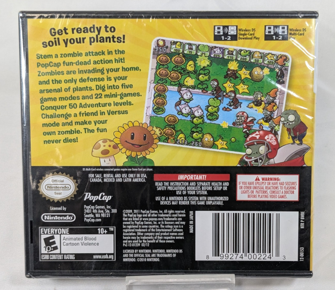 Plants VS. Zombies (Nintendo DS 2011) NEW Factory Sealed NISB