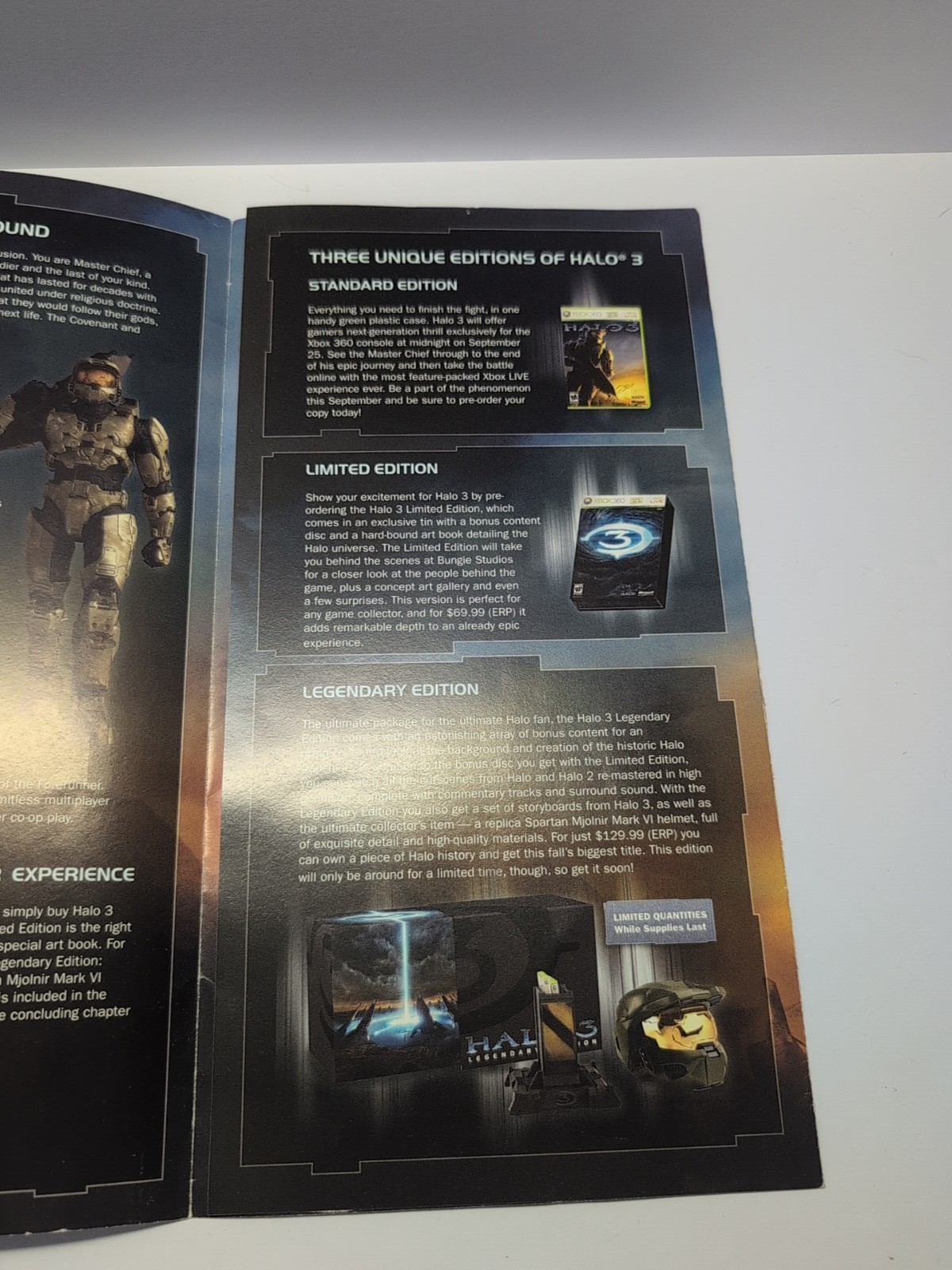 Halo 3 Microsoft Xbox 360 Promotional Pre-Release Product Information Pamphlet