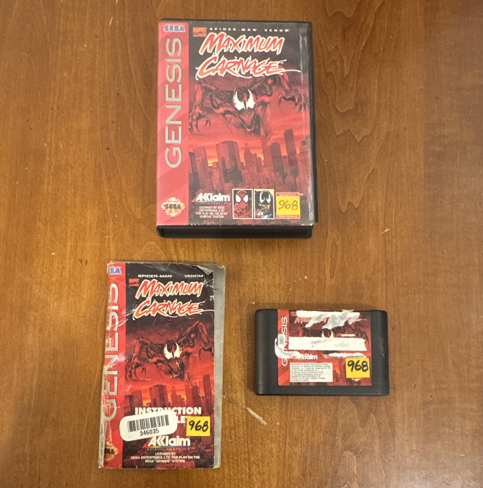 Acclaim Spider-Man & Venom: Maximum Carnage Sega Genesis 1994 CIB Complete